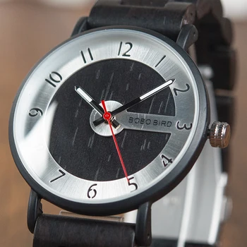 BOBO PAUKŠČIŲ Medienos Žiūrėti Kvarcinis Laikrodis Su Big Dial Mados Paprastos Konstrukcijos Vyrų ir Moterų Laikrodžiai Relogio C-Q23