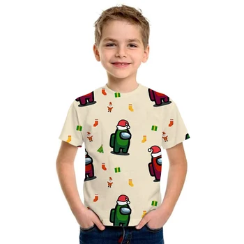 Žaidimas Tarp Mūsų Marškinėlius vaikas Crewmate Impostor T-shirt Juokinga Tshirts vaikų Marškinėliai Vasaros 3D Trumpas Rankovėmis Tee Camisas drabužiai