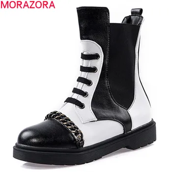 MORAZORA 2020 naują atvykimo moterų batai grandinės, suapvalinti tne zip rudenį Motociklo Batai unikalus punk batus moteris, didelis dydis 43