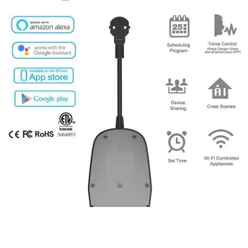 Lauko Wifi Smart Plug Vandeniui IP44 Tuya Lizdas Smart Laikmatis kištukinis Lizdas, Nuotolinio Valdymo Wifi Lizdo Dirba su Alexa, Google