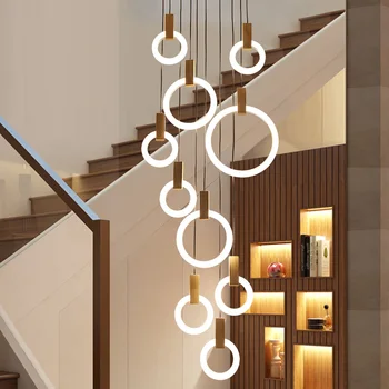 Šiuolaikinių LED lubų Liustra kambarį Mediniai apšvietimo Akrilo Žiedas įrenginiai laiptai deco kabo žibintai valgomasis sieniniai šviestuvai