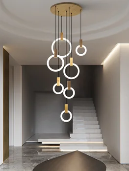 Šiuolaikinių LED lubų Liustra kambarį Mediniai apšvietimo Akrilo Žiedas įrenginiai laiptai deco kabo žibintai valgomasis sieniniai šviestuvai
