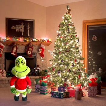 35cm Elektros Šokių Grinch Pliušinis Lėlės Kalėdų Darbastalio Apdaila Įdaryti Lėlės Vaikams Kalėdų Dovanos BJStore