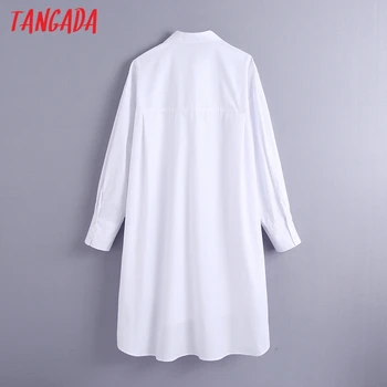 Tangada Moterų Boyfriend Stiliaus Baltos spalvos Marškinėliai ilgomis Rankovėmis Atsitiktinis Palaidų Kietas Palaidinė Roupas Prašmatnus Femininas Viršūnes BE180