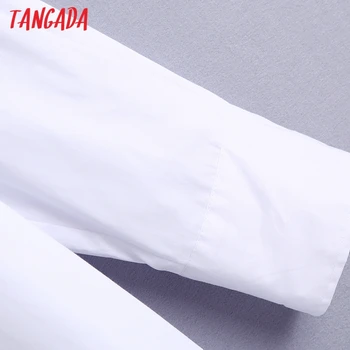 Tangada Moterų Boyfriend Stiliaus Baltos spalvos Marškinėliai ilgomis Rankovėmis Atsitiktinis Palaidų Kietas Palaidinė Roupas Prašmatnus Femininas Viršūnes BE180
