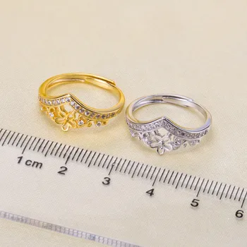 Klasikinių Žiedų Montavimas Karoliukai keičiamo dydžio Dizaino Žiedai Bazės 925 Silver Pearl Žiedai Parametrai Moterų 