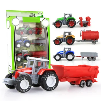 4pcs Mini Automobilių Žaislas Kilnojamas Traktoriaus Automobilių Mielas Lydinio Modelis Žaislas Vilkti Sunkvežimių Žaislas Vaikų Inžinerijos Transporto priemonių Dovanos Vaikams
