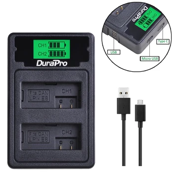 DuraPro 1800mAh LP-E8 LP E8 Li-ion Fotoaparato Baterija + LCD Dual USB Įkroviklį, su C Tipo Kabelis Canon EOS 550D 600D 650D 700D
