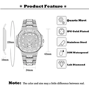 Vyrai Laikrodžiai Viršuje Prabangos Prekės 18K Aukso Apkalos Kvarcinis Laikrodis Mados Baguette Deimantų Žiūrėti Visą Plieno Žymeklį Heuerwatch