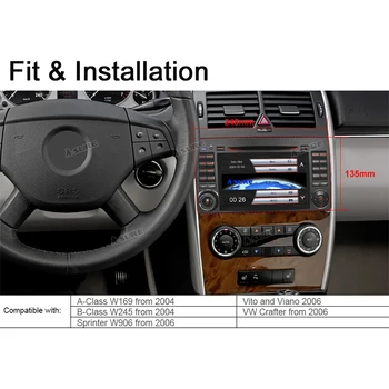 A-Tikri, 2 Din Automobilio Radijo GPS DVD Navigacijos Mercedes Benz A/B Klasės W203 W209 W169 W245 W906 W163 W639 Vito Sprinter Crafter
