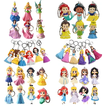 5-10cm Disney Princess Keychains Tinkerbell snieguolė 