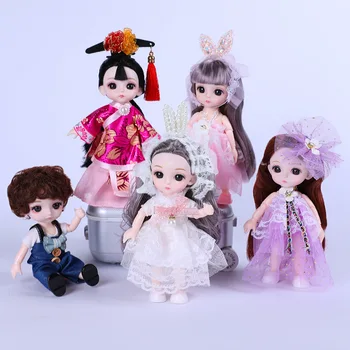 Naujas Bjd Doll 1/12 16 Cm, 13 Kilnojamojo Bendras Mini Princesė Lėlės Drabužiai Suteikti Bateliai Baby Mados uzpost Lėlės Mergina Toy Boy 
