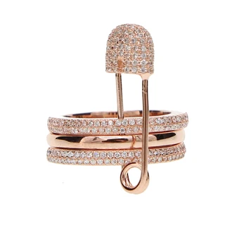 Sidabro, rožinė aukso, sidabro spalva tris sukrauti žiedai žiogelis mados 2018 naujas dizainas didina visiškai piršto žiedą