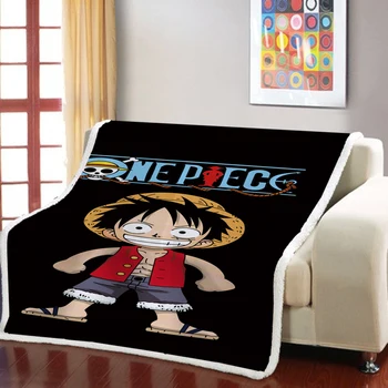 One Piece Anime Sherpa Vilnos Antklodė Paauglių Vaikas Namų Kelionės Šiltas Lovatiesė Užsakymą Luffy Patalynės ant Lovos, Sofa-Puiki Dovana 150x200cm