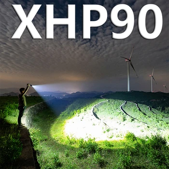 Z40 Ryškiausių XHP90 Didelis galingas įkraunamas LED Žibintuvėlis lanterna Taktinis Šviesos 18650 arba 26650 Kempingas Medžioklės Lempos
