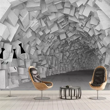 Šiuolaikinio Abstraktaus Meno Freskomis Tapetai, 3D Stereo Geometrijos Pastato Foto tapetų Gyvenimo Kambario, Miegamasis Kūrybos Namų Dekoro 3D