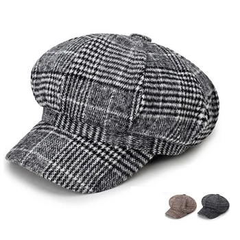 2019 naujas pledas stiliaus beretė skrybėlės vyrų ir moterų mados newsboy skrybėlę lauko vėjo šilta kepurė laukinių kepurės