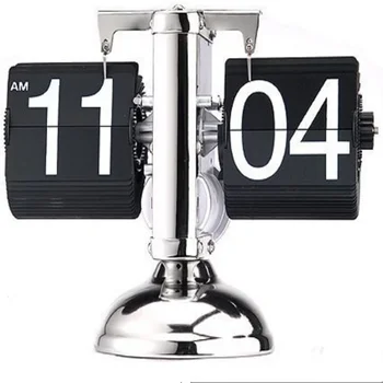 Šiaurės Automatinė Flip Laikrodis Retro Metalo Vartyti Laikrodis Mažas Stalas Žiūrėti Retro Kambarį Namo Apdaila Horloge Dovanų Idėjos