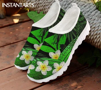 INSTANTARTS Moterų Tinklinio Sneaker Kanaka Maoli Polinezijos Plumeria Bananų Lapai Žalios Prekės ženklo Dizainas Atsitiktinis Paslysti ant Butai Mokasīni