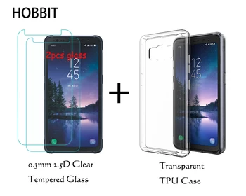 Samsung Galaxy S8 Aktyvus Skaidri Minkšta Atveju Galinį Dangtelį Atveju 5.8 colių 0.3 MM 2,5 D 9H Aišku, Grūdintas Stiklas Screen Protector
