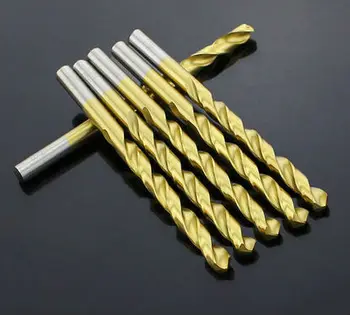 10VNT 0.5 mm-5.0 mm greitapjovio Plieno padengtas Titano tiesiu kotu Twist Drill Bits metalo (1mm/1,5 mm/2mm/2.5 mm/3mm/4mm/5mm)