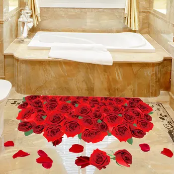 Didelių Rožių Gėlių Sienų Lipdukai Romantiška Rožinė Raudonos Gėlės Grindų Lipdukas Art Vinyl Namų Puošybai, Miegamojo, Vonios kambario, Virtuvės