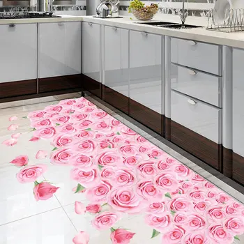 Didelių Rožių Gėlių Sienų Lipdukai Romantiška Rožinė Raudonos Gėlės Grindų Lipdukas Art Vinyl Namų Puošybai, Miegamojo, Vonios kambario, Virtuvės