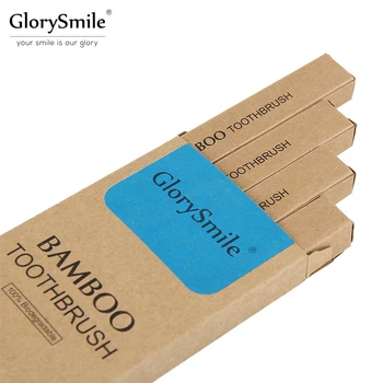 GlorySmile 4 Pack Aplinkai Bambuko dantų šepetėlį Biologiškai Minkšti Šeriai ir Natūralaus medžio Rankena, skirtas Giliai išvalyti