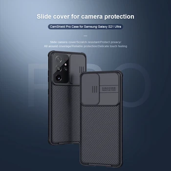Nillkin Samsung Galaxy S21 Ultra Camshield Šarvai Atsparus smūgiams Padengti Skaidrių Kameros Apsaugos Atveju 
