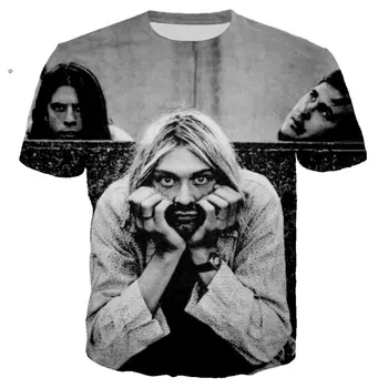3D Atspausdintas Nirvana Vasaros Mados marškinėliai Vyrams/moterims Roko Streetwear Marškinėlius Berniukas O-neck Tee Vyrų Drabužiai 2019 Viršūnes Negabaritinių 5XL