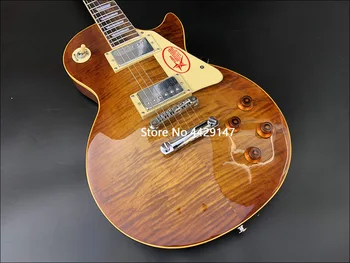 2020High kokybės elektrinė gitara,Kietas Raudonmedžio kūną Su Dūmo spalva Flamed Maple Top, 