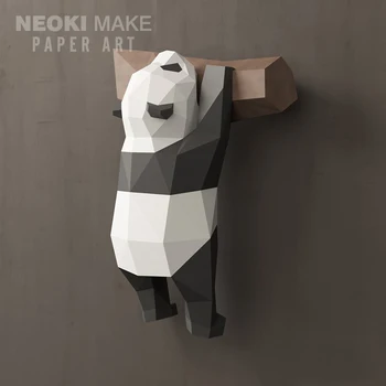 Kūrybos Paprasta 3D Geometrijos Panda Namų Sienų Apdailai Šiaurės Vėjo Popieriaus Liejimo formos Rankų darbo 