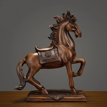 Šiaurės derliaus karo arklio statula Dervos šiuolaikinio meno skulptūrų Šiaurės stiliaus high-end namų puošybai statula-geriausia dovana
