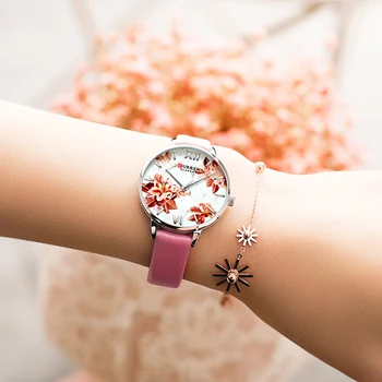 CURREN Odinis Dirželis Laikrodžiai Moterų Kvarco Žiūrėti Gražus Rožinis Laikrodžius Ponios Laikrodis Moterų Mados Dizaino Žavinga Žiūrėti