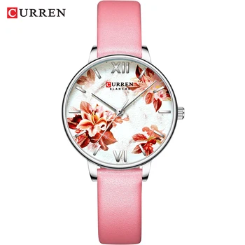 CURREN Odinis Dirželis Laikrodžiai Moterų Kvarco Žiūrėti Gražus Rožinis Laikrodžius Ponios Laikrodis Moterų Mados Dizaino Žavinga Žiūrėti