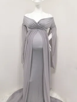 Naujas Shoulderless Motinystės Suknelės Už Nuotrauką Šaudyti Mielas Ilgai Nėštumo Suknelė Elegence Nėščioms Moterims Maxi Suknelė Fotografijos Rekvizitai