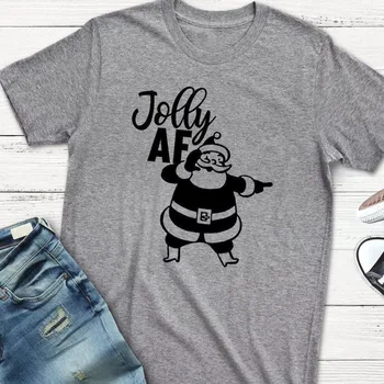 Jolly AF Kalėdų marškinėliai festivalis naujųjų metų grafinis švęsti šalies stiliaus unisex dovana medvilnės marškinėliai estetinės mielas atsitiktinis tees