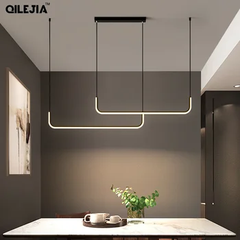 Šiaurės liustra aukso/juoda modernus minimalistinis LED juostelės, juostos kūrybinė asmenybė meno šviesos prabanga minimalistinis stalas pakabukas šviesos