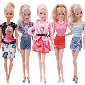 5vnt/Daug Barbies Sijonas Kostiumas Atsitiktinis Namų Stilius Kelių Spalvų Įvairių Stilių, 11 Colių Barbies Lėlės Priedai, 