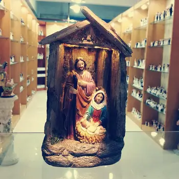 Zayton Šalto kanifolijos figūrėlės Šventosios Šeimos Statula Kalėdų Ornamentu Jėzus, Marija, Juozapas Katalikų Statulėlės Namų Dekoro kristaus Gimimo Scena