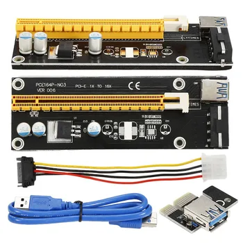 PCI-E PCI-E Express 1X iki 16X vaizdo plokštė Riser Card USB 3.0 Kabelio ilgintuvas su Maitinimo Bitcoin Litecoin Miner