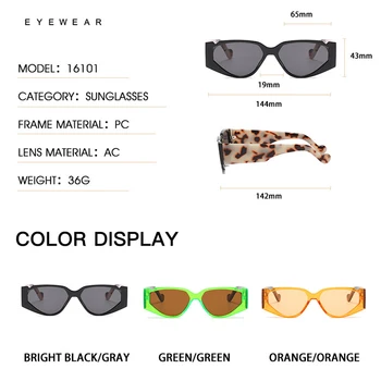 VCKA Retro Veidrodėlis akinių nuo saulės Mados Leopard Stačiakampio formos Akinius Moterims Saulės Akiniai Tendencija Street Beat UV Apsauga Akiniai