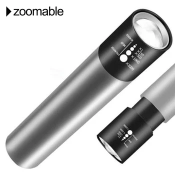 Mini LED Žibintuvėlis USB Įkraunama 3 Apšvietimo Režimą, atsparus Vandeniui Žibintuvėlis, Teleskopiniai Zoom Stilingas Nešiojamas Kostiumas už Naktį Apšvietimas