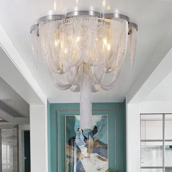 Postmodernios Prabangus LED Lubų Liustra Kutas Kambarį Fojė Kabo Didelis Šviesos Villa Viešbučio Aliuminio Deco Šviestuvai E14