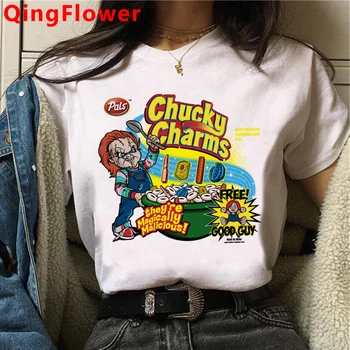 Chucky Harajuku Juokingas Animacinių filmų Siaubo Marškinėliai Moterims Harajuku Ullzang Grafinis T-shirt, Derliaus Anime Marškinėlius Mados Viršuje, Trišakiai Moteris