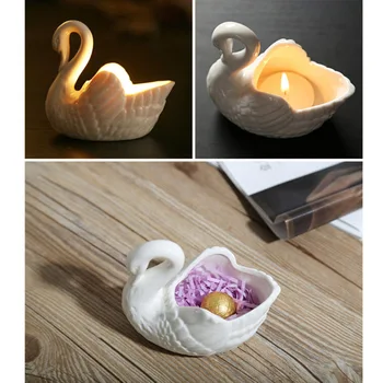 1pc Keramikos Swan Ornamentu Mini Vazonas Papuošalų Organizatorius Tealight Turėtojas Saugojimo Patiekalas Vestuvių Dovana