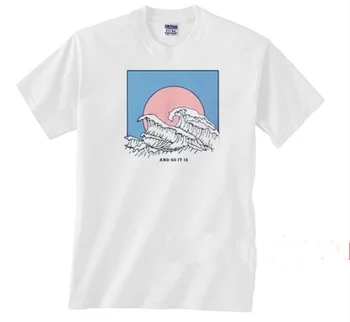 Sunfiz Ir Todėl Jis Yra Vandenyno Bangos Estetinės T-Shirt Moterims Tumblr 90-ųjų Mados White Tee Mielas Vasaros Viršūnes Atsitiktinis O Kaklo Cool T Shirts
