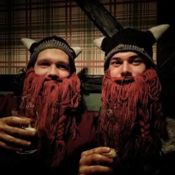 2019 Šalis Skrybėlę Barbarų Žiemos Crazy Slidinėjimo Kepurė Viking Ragų Kepurę Ilga Barzda Kepuraitė Juokingas Kalėdų Dovana