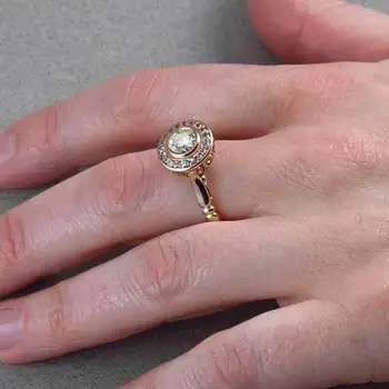 Prabangus Klasikinis Aukso Vestuvinis Žiedas Nustatyti Kristalų Cirkonis Žiedai Jubiliejų Papuošalai Meilužio Dovanų Sužadėtuvių Papuošalai, Aksesuarai