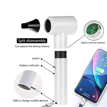 Smart Nešiojamų Plaukų Džiovintuvas su USB Prievado 2 Įkraunamos Baterijos Pet Kūdikių Meno Tapybos Kelionės Lauko Kempingas